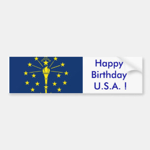 Adesivo Para Carro Sticker Flag de Indiana, Feliz Aniversário dos EUA