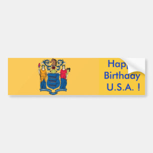Adesivo Para Carro Sticker Flag de New Jersey, Feliz aniversário dos