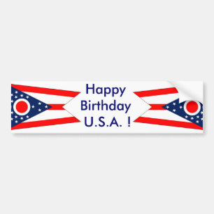 Adesivo Para Carro Sticker Flag de Ohio, Feliz Aniversário dos EUA!