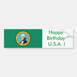 Adesivo Para Carro Sticker Flag de Washington, Feliz Aniversário dos 
