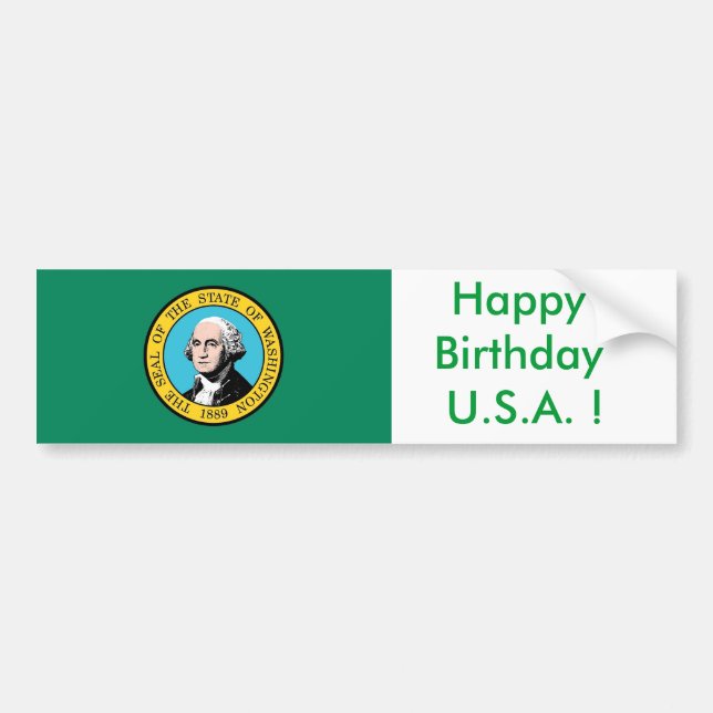 Adesivo Para Carro Sticker Flag de Washington, Feliz Aniversário dos  (Frente)