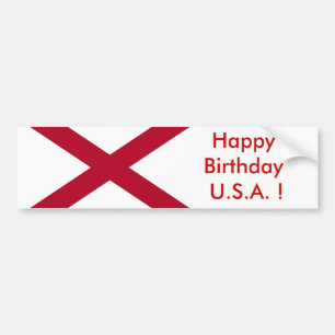 Adesivo Para Carro Sticker Flag do Alabama, Feliz Aniversário dos EU