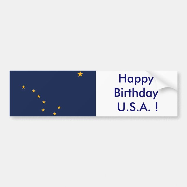 Adesivo Para Carro Sticker Flag do Alaska, Feliz Aniversário dos EUA! (Frente)