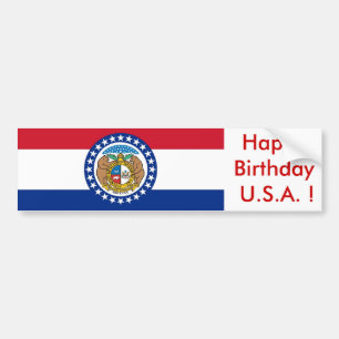 Adesivo Para Carro Sticker Flag do Missouri, Feliz Aniversário dos EU