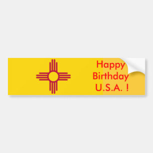 Adesivo Para Carro Sticker Flag do Novo México, Feliz Aniversário d