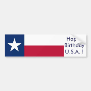 Adesivo Para Carro Sticker Flag do Texas, Feliz aniversário dos EUA!