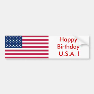 Adesivo Para Carro Sticker Flag dos EUA, Happy Birthday U.S.A. !
