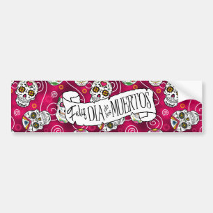 Adesivo Para Carro Sugar Skulls and Swirls Rosa Red ID725