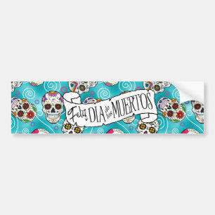 Adesivo Para Carro Sugar Skulls and Swirls Turquoise ID725