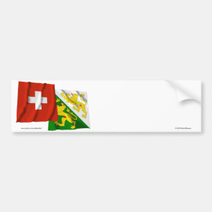 Adesivo Para Carro Suiça & bandeiras de ondulação de Thurgau