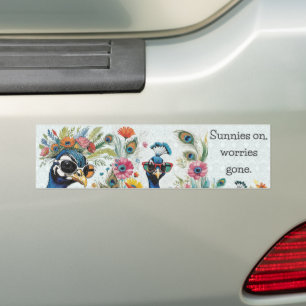Adesivo Para Carro "Sunnies Ligados. Preocupações perdidas" Peacocks