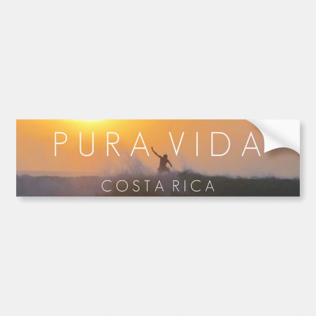 Adesivo Para Carro Sunset Surfer Pura Vida Pára-choque da Costa Rica (Frente)