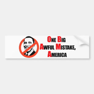 Adesivo Para Carro T-shirt de Anti-Obama - um misake terrível grande