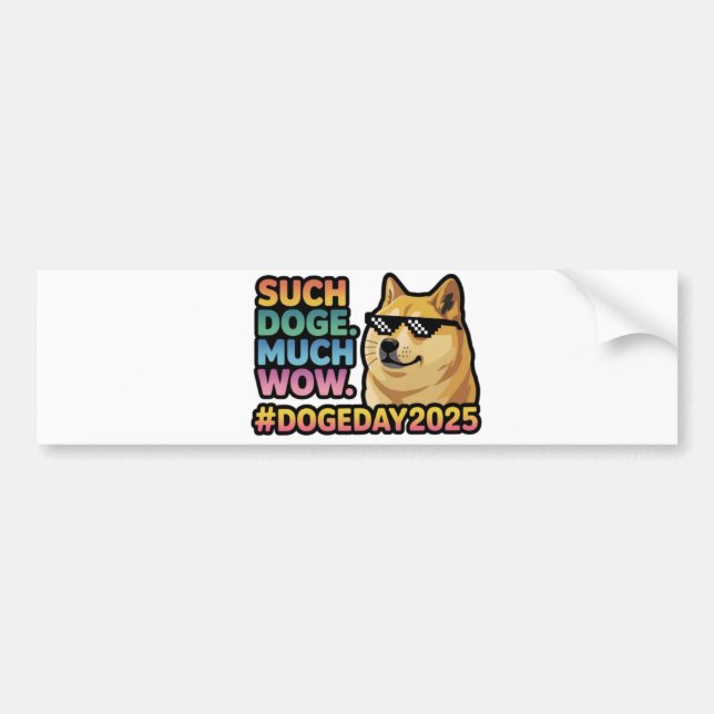 Adesivo Para Carro Tão Doge Uau Bumper Sticker-Engraçado Meme Doge (Frente)