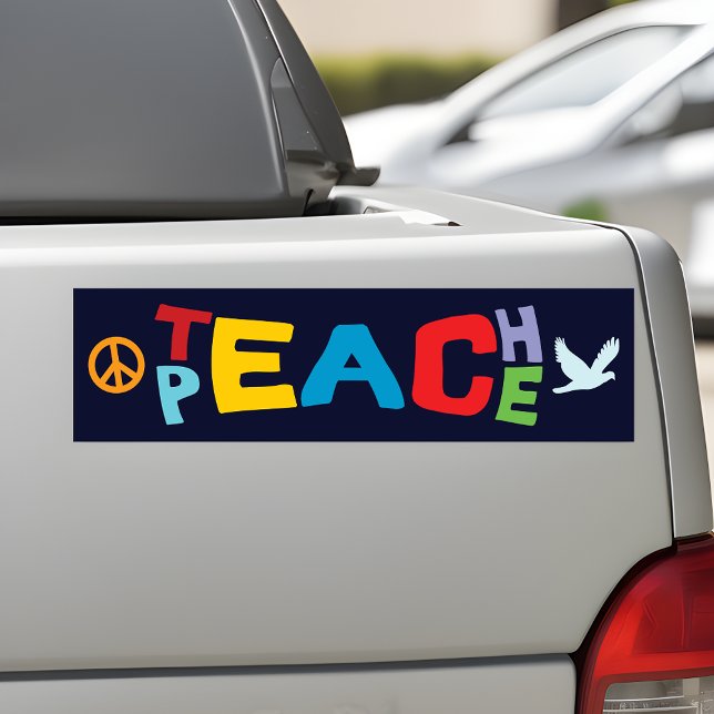 Adesivo Para Carro Teach Peace Bumper Sticker - Compartilhar Positivi (🕊️ On-the-Go Harmony: Teach Peace Bumper Sticker! 🌈)