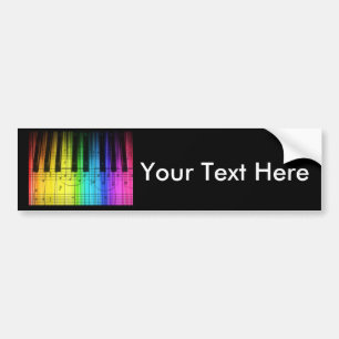 Adesivo Para Carro Teclado e notas de piano do arco-íris