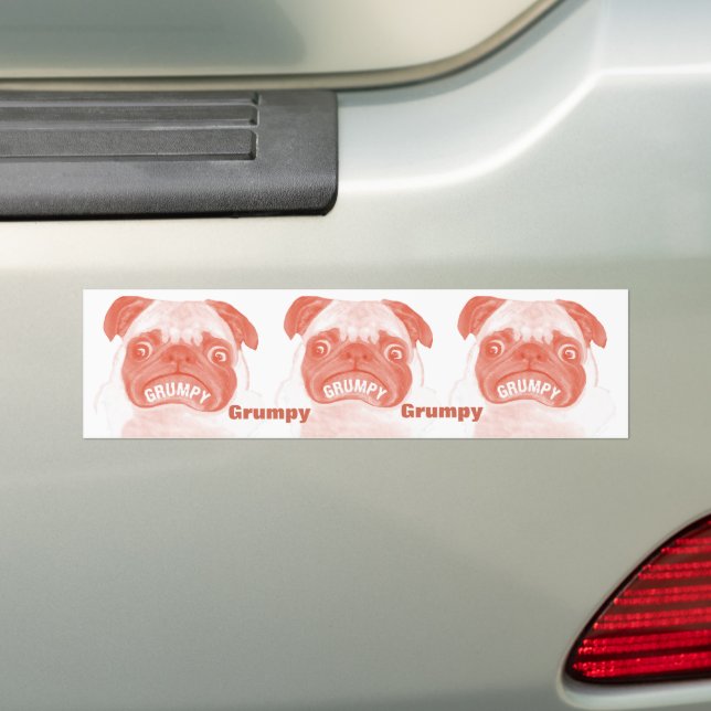 Adesivo Para Carro Tempos de Pug Grumpy Três (No carro)