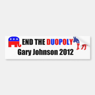 Adesivo Para Carro Termine o Duopoly - Gary Johnson 2012