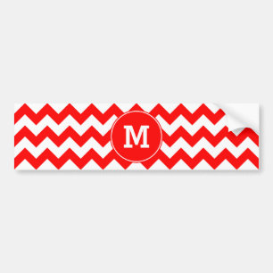Adesivo Para Carro Teste padrão de ziguezague vermelho Monogrammed