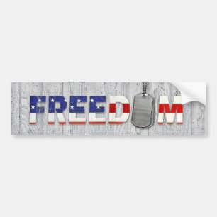 Adesivo Para Carro texto de liberdade e dog tags militares sobre made