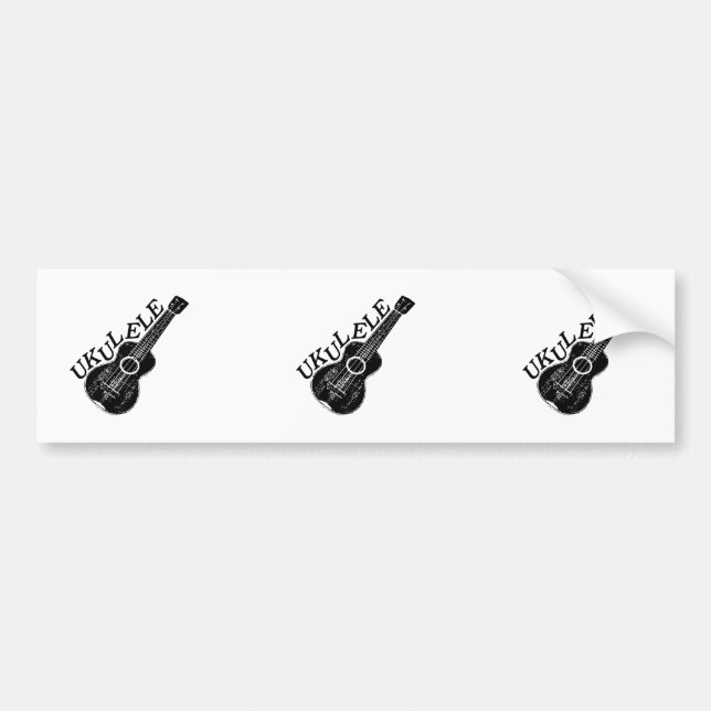 Adesivo Para Carro Texto E Imagem Do Ukulele (Frente)