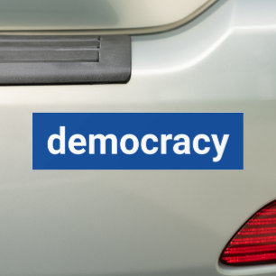 Adesivo Para Carro Texto simples e minimalista da democracia branco e