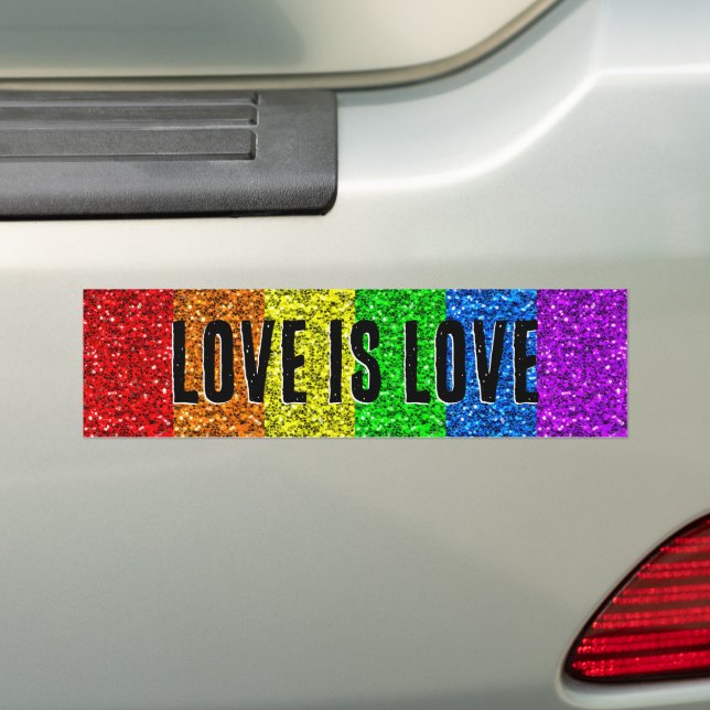 Adesivo Para Carro Texto vibrante do sinalizador LGBT Sparkle Love pe (No carro)