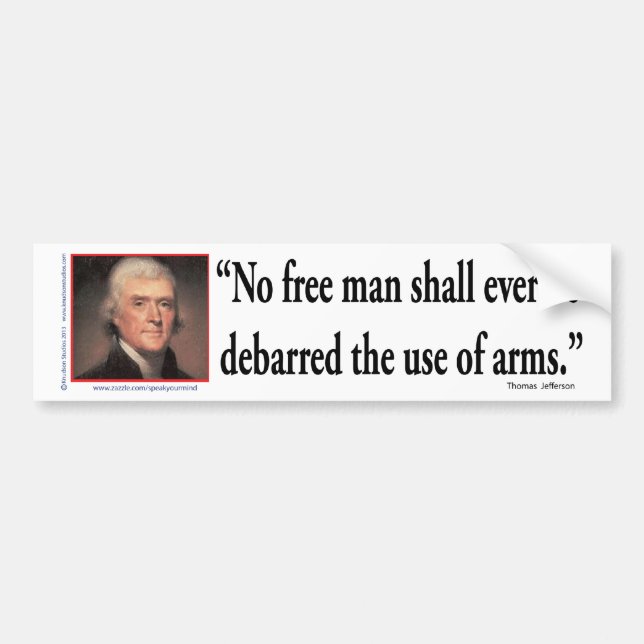 Adesivo Para Carro Thomas Jefferson sobre Direitos de Arma (Frente)