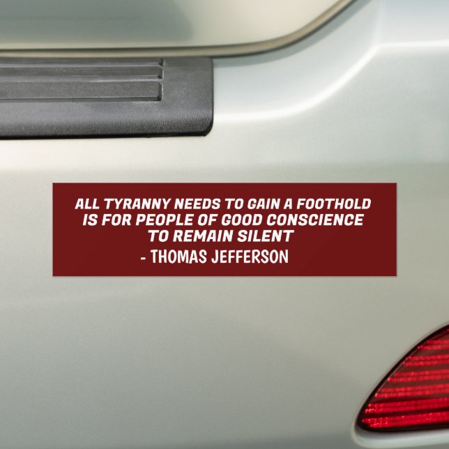 ADESIVO PARA CARRO THOMAS JEFFERSON TYRANNY QUOTE PATRIOT (No carro)