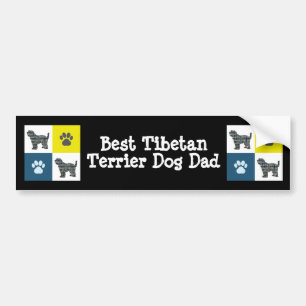 Adesivo Para Carro Tibetan Terrier Dog Silhouette Yellow & Blue Grid