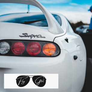 Adesivo Para Carro Tipografia Minimalista De Garotas De Voo, Óculos D