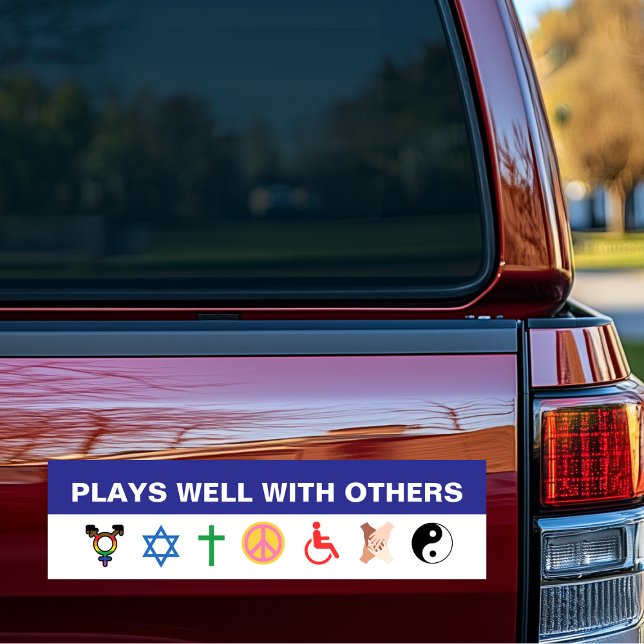 Adesivo Para Carro Tolerância (Plays Well With Others Tolerance Kindness Bumper Sticker)