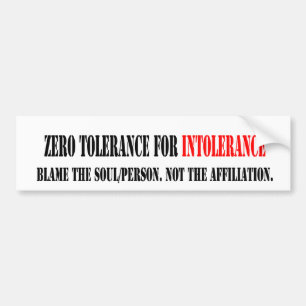 ADESIVO PARA CARRO TOLERÂNCIA ZERO PARA A INTOLERÂNCIA