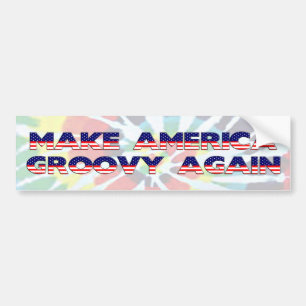 Adesivo Para Carro Torne a América em Groovy novamente Tie-Dye Bumper