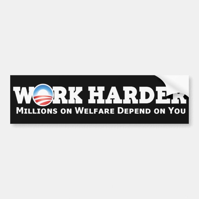 Adesivo Para Carro Trabalhe mais contra obama (Frente)