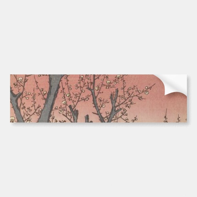 Adesivo Para Carro Tree Blossoms Plum Garden Japonês Woodblock (Frente)