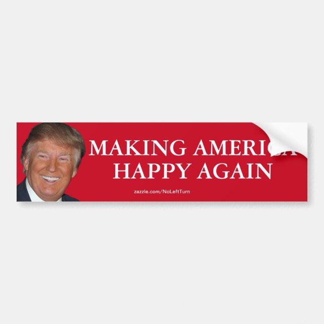 Adesivo Para Carro Trump Fazer America Happy Novamente (Frente)