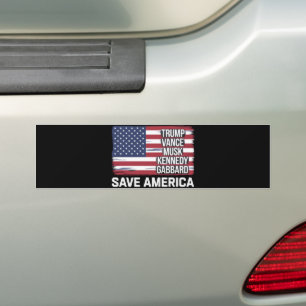 Adesivo Para Carro Trump Vance Musk Kennedy Gabbard 2024 Salve a Amér