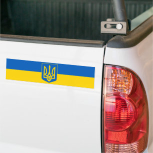 Adesivo Para Carro Ucrânia Trident na bandeira amarela e azul