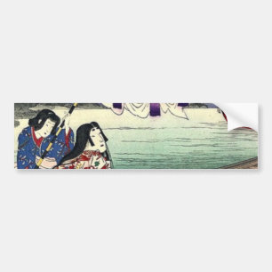 Adesivo Para Carro ukiyo-e paisagem kimono geisha japonês