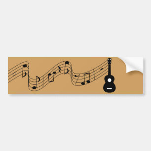 Adesivo Para Carro Ukulele com notas da música