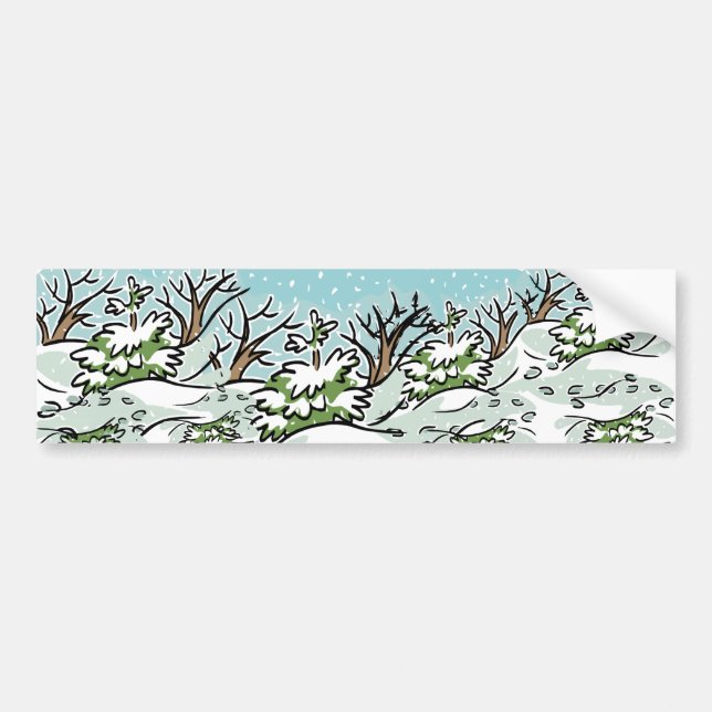 Adesivo Para Carro Uma Floresta Neve - (Frente)