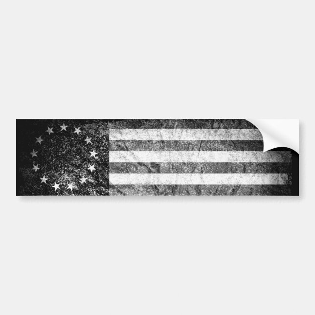 Adesivo Para Carro US Flag 1776, preto e branco (Frente)