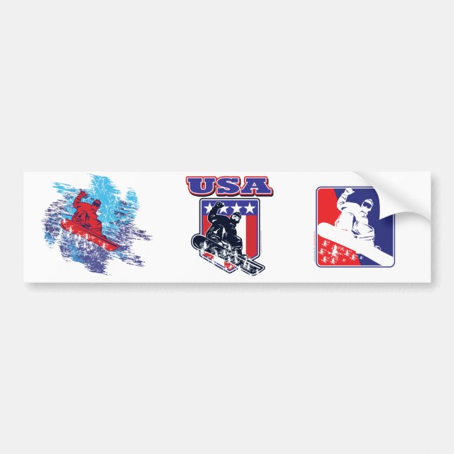 Adesivo Para Carro USA Snowboarder (Frente)