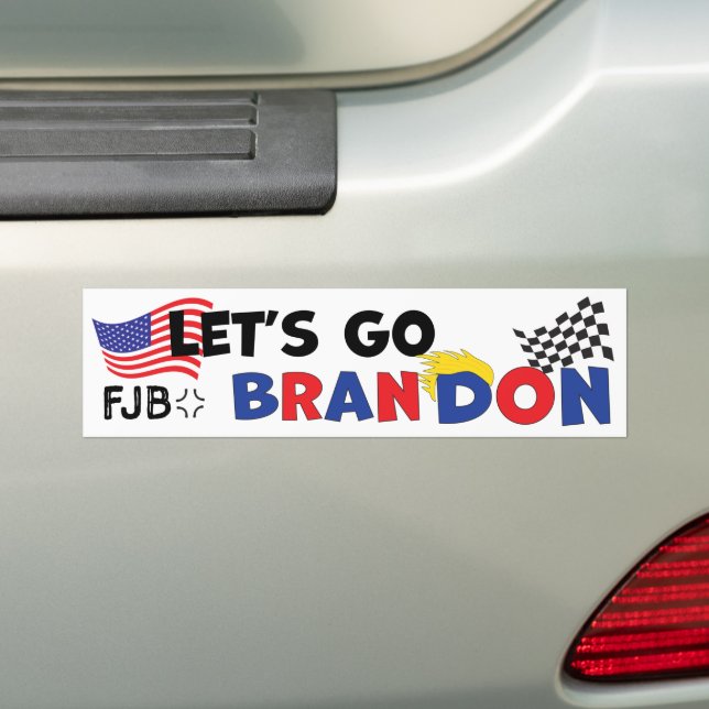 ADESIVO PARA CARRO VAMOS BRANDON COM CABELO DE TRUMP (No carro)