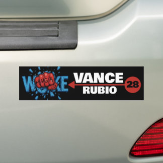ADESIVO PARA CARRO VANCE RUBIO 2028 | PUNHO VERMELHO MAGA SOCA WOKE