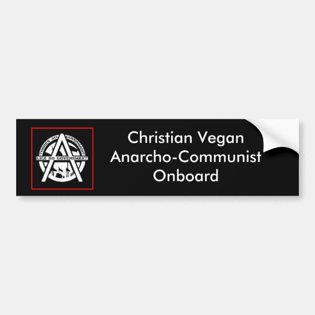 Adesivo Para Carro Vegan cristão Anarcho-Comunista a bordo (Frente)