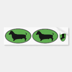 Adesivo Para Carro Verde-Liso oval do Dachshund