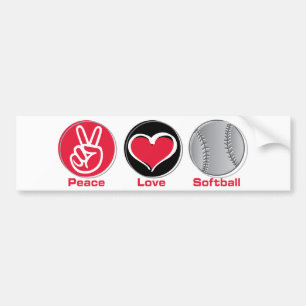 Adesivo Para Carro Vermelho do softball do amor da paz
