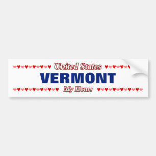 Adesivo Para Carro VERMONT - My Home - United States;Corações